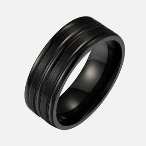 Black Titanium Stainless Steel Ring 8mm Band Comfort Fit